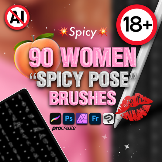 Procreate Female Pose Brushes, Photoshop Woman Poses, Clip Studio Stamps & Anime Brushes
