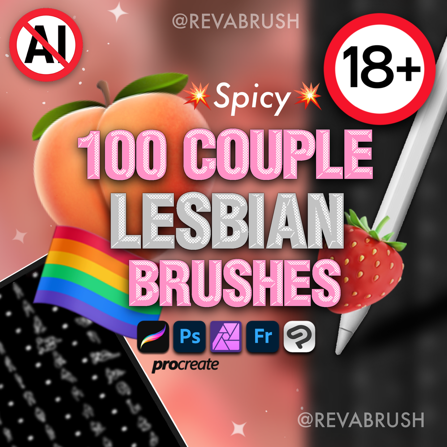 100 Female & Pose Mature Adult Brushes – Procreate, Photoshop & Clip Studio Paint