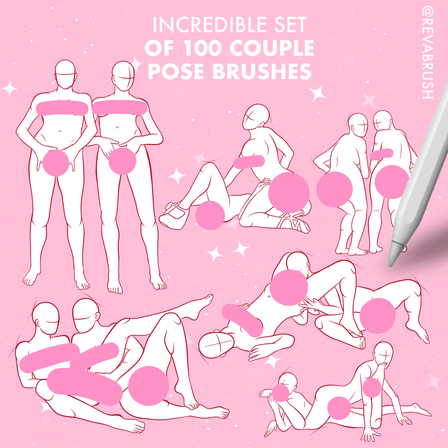 100 Female & Pose Mature Adult Brushes – Procreate, Photoshop & Clip Studio Paint
