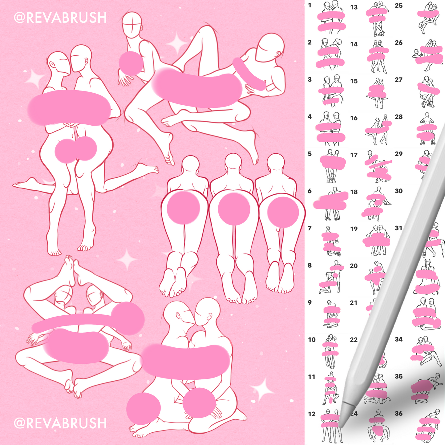 100 Female & Pose Mature Adult Brushes – Procreate, Photoshop & Clip Studio Paint