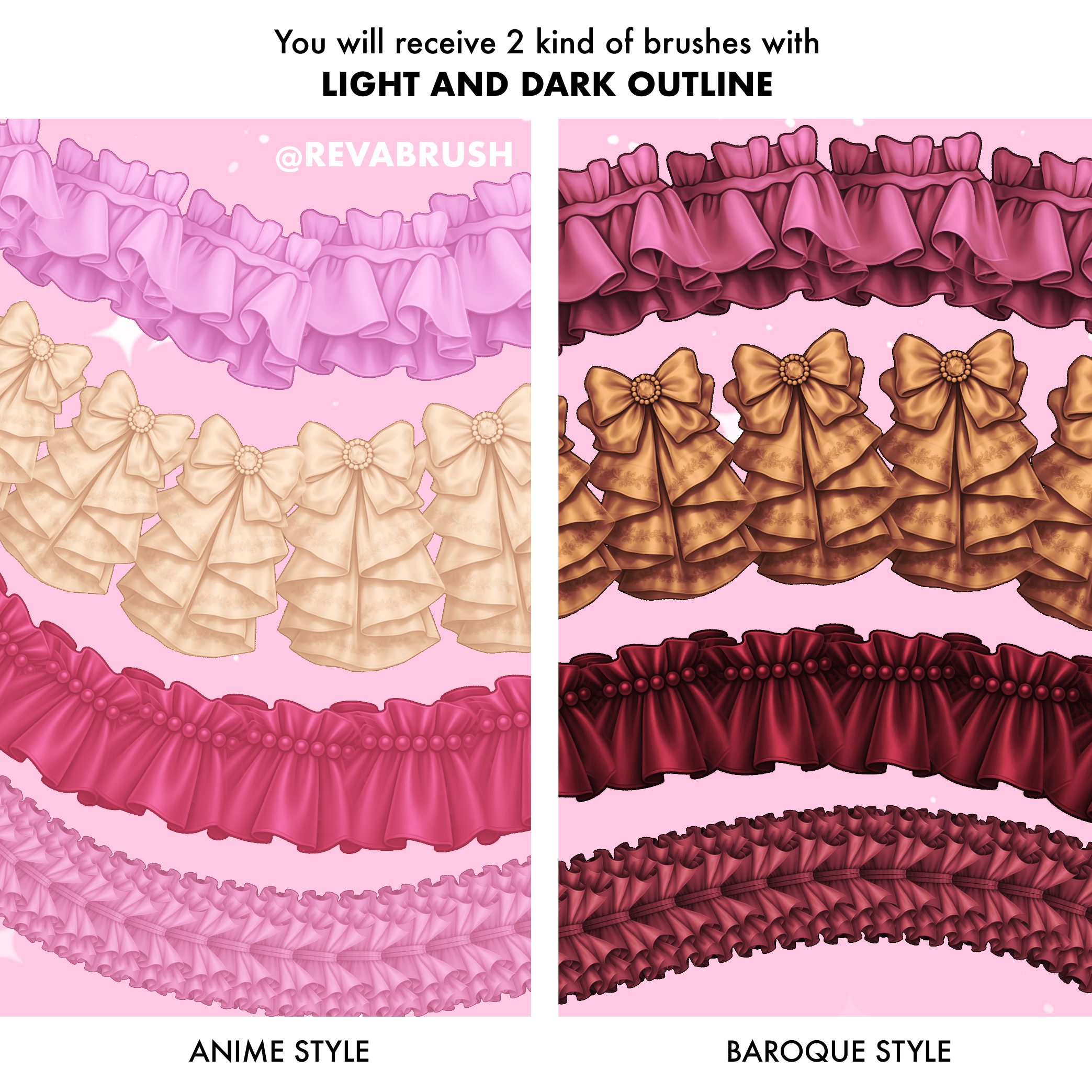 Ruffle and lace brushes for Procreate & Photoshop – preview 5