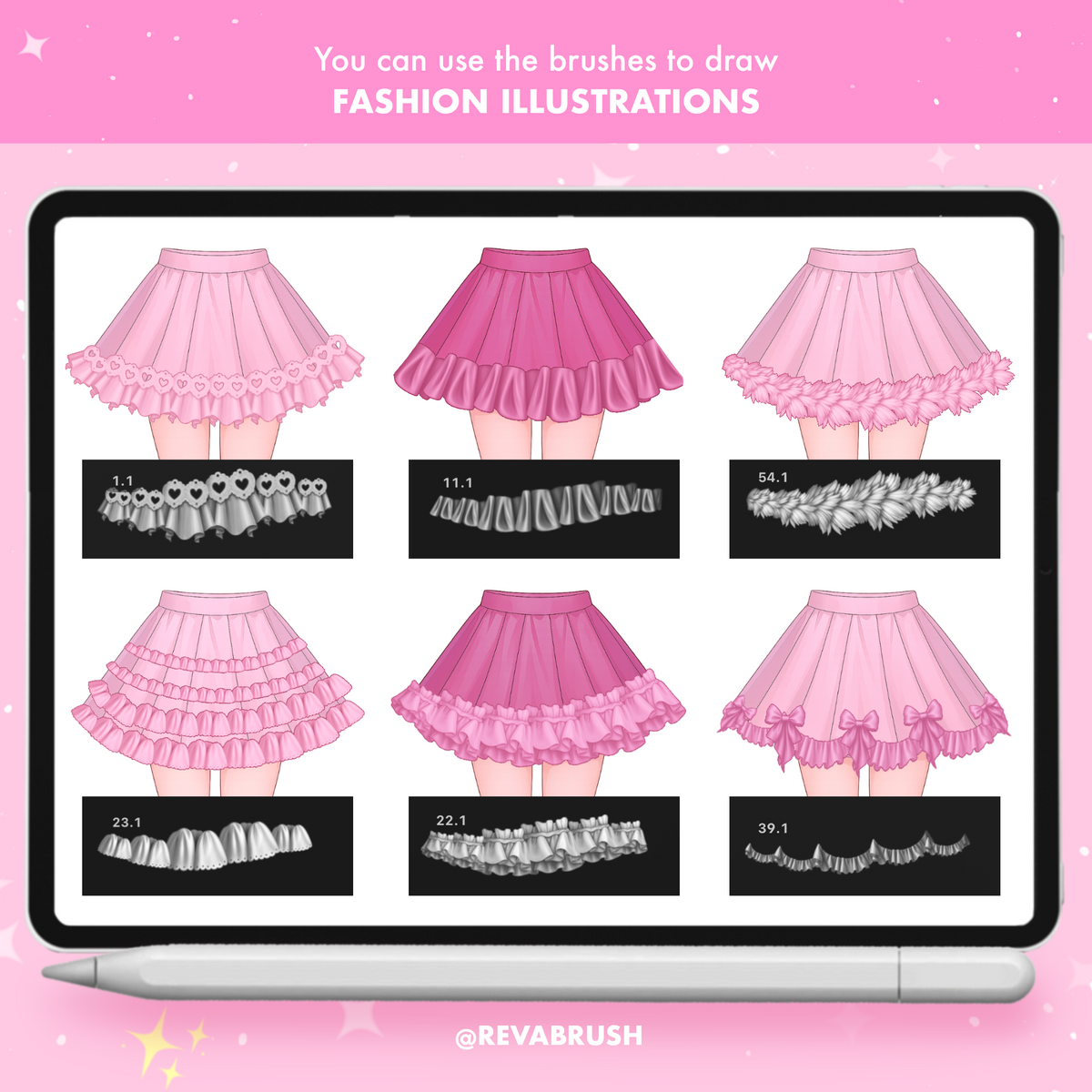 Ruffle and lace brushes for Procreate & Photoshop – preview 4