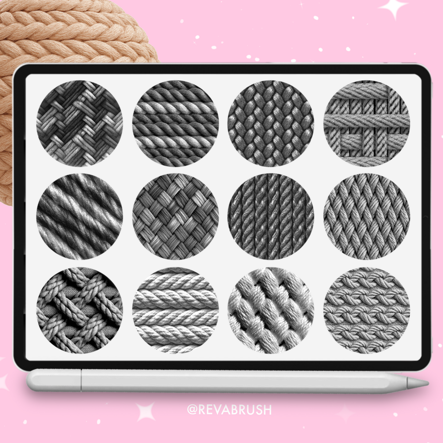 100 Rope Texture Brushes – Seamless Knit for Procreate, Photoshop & More