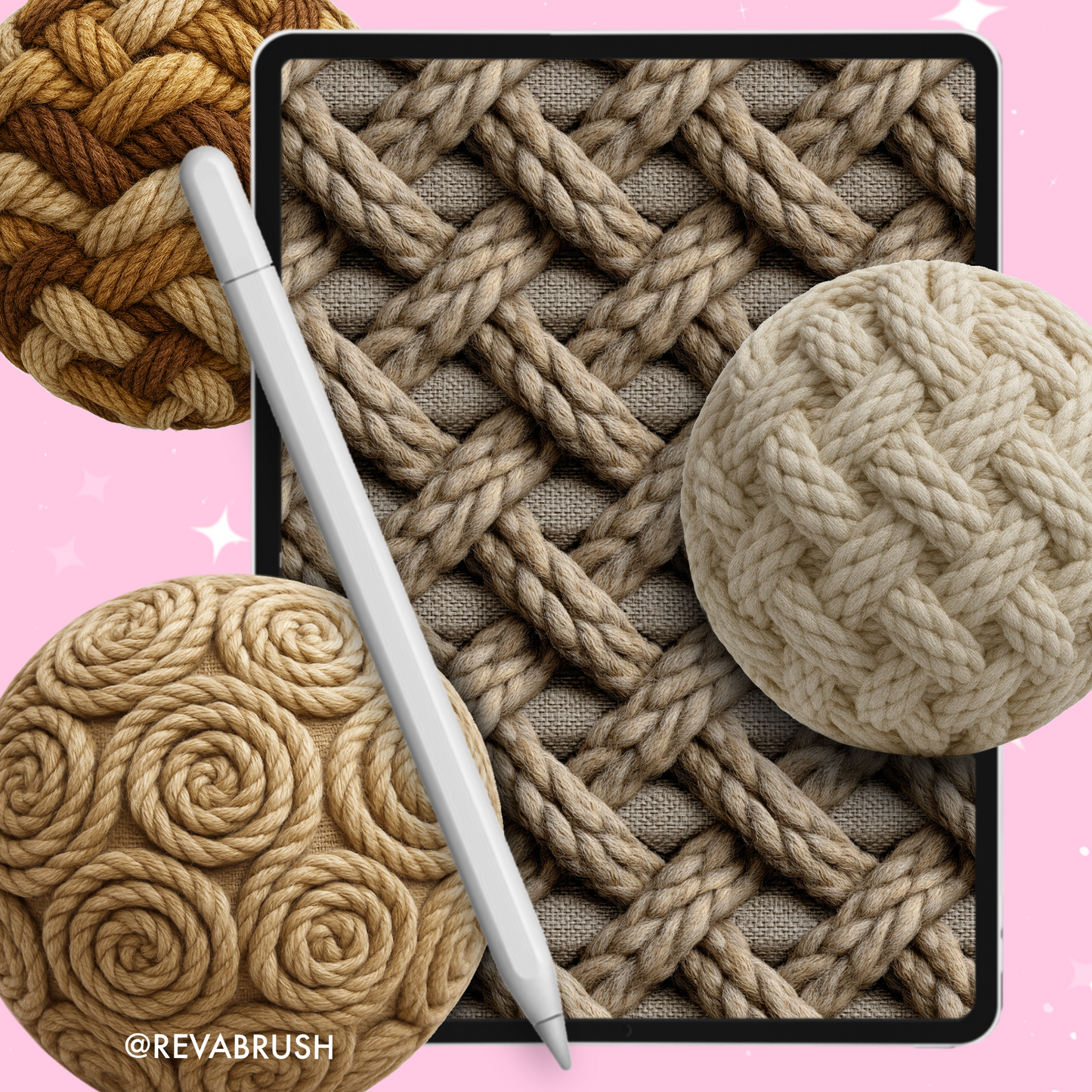 100 Rope Texture Brushes – Seamless Knit for Procreate, Photoshop & More