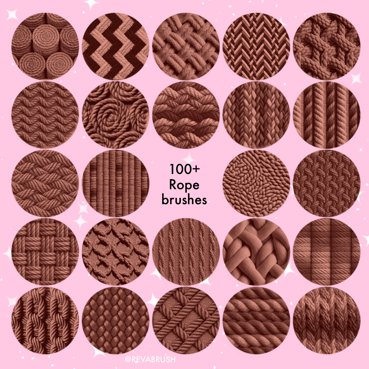 100 Rope Texture Brushes – Seamless Knit for Procreate, Photoshop & More