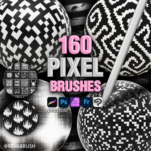 160 Pixel & Glitch Texture Brushes – Procreate, Photoshop & More