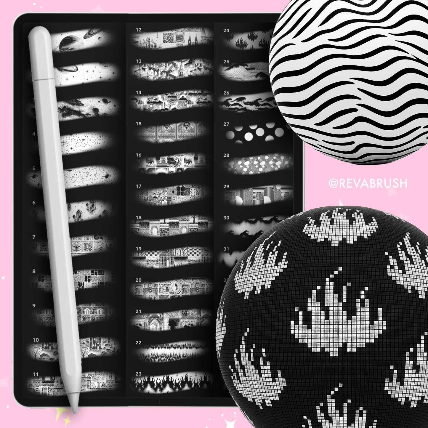 160 Pixel & Glitch Texture Brushes – Procreate, Photoshop & More