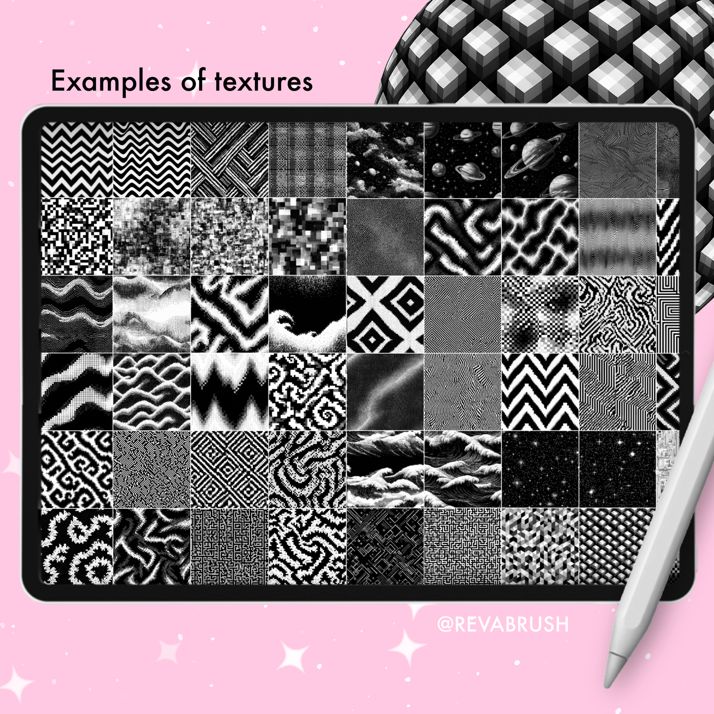 160 Pixel & Glitch Texture Brushes – Procreate, Photoshop & More