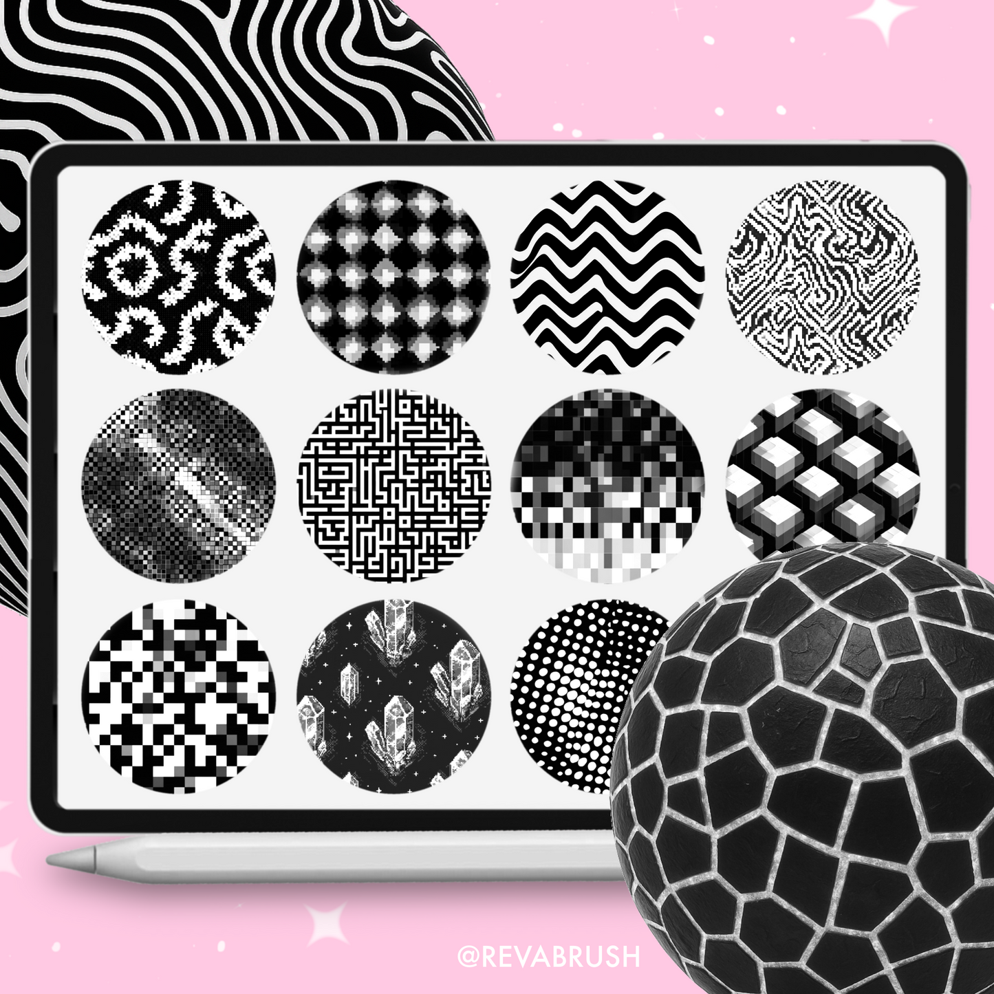 160 Pixel & Glitch Texture Brushes – Procreate, Photoshop & More