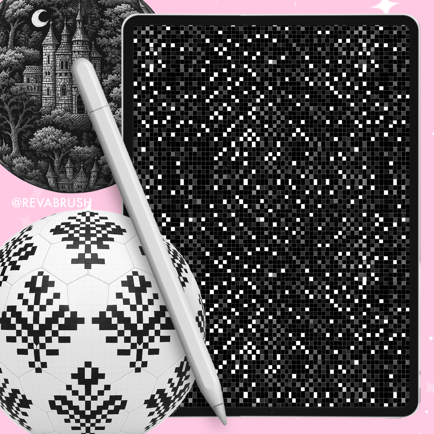 160 Pixel & Glitch Texture Brushes – Procreate, Photoshop & More
