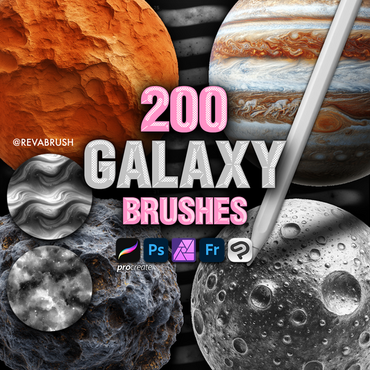 200 Galaxy & Space Texture Brushes – Procreate, Photoshop & More
