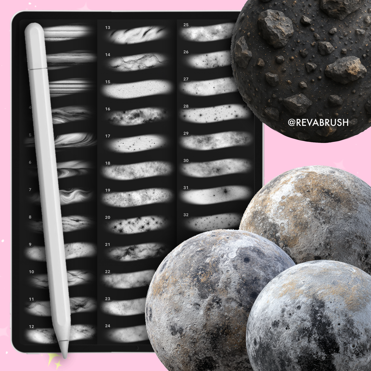200 Galaxy & Space Texture Brushes – Procreate, Photoshop & More