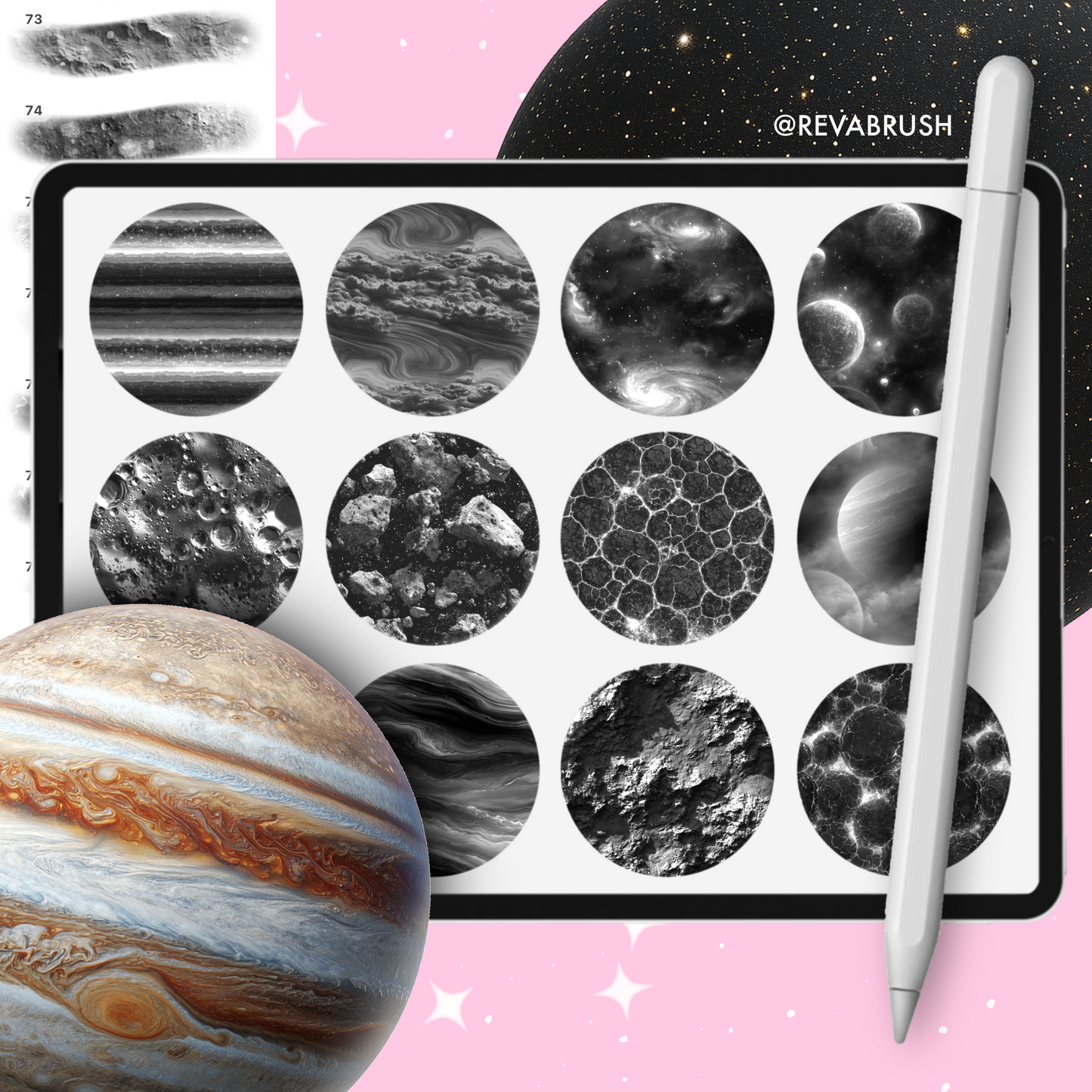 200 Galaxy & Space Texture Brushes – Procreate, Photoshop & More