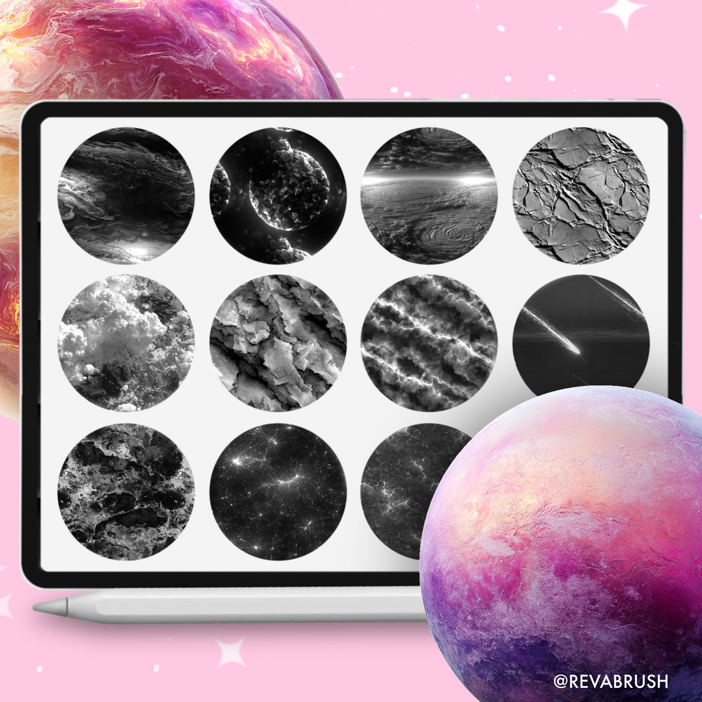 200 Galaxy & Space Texture Brushes – Procreate, Photoshop & More