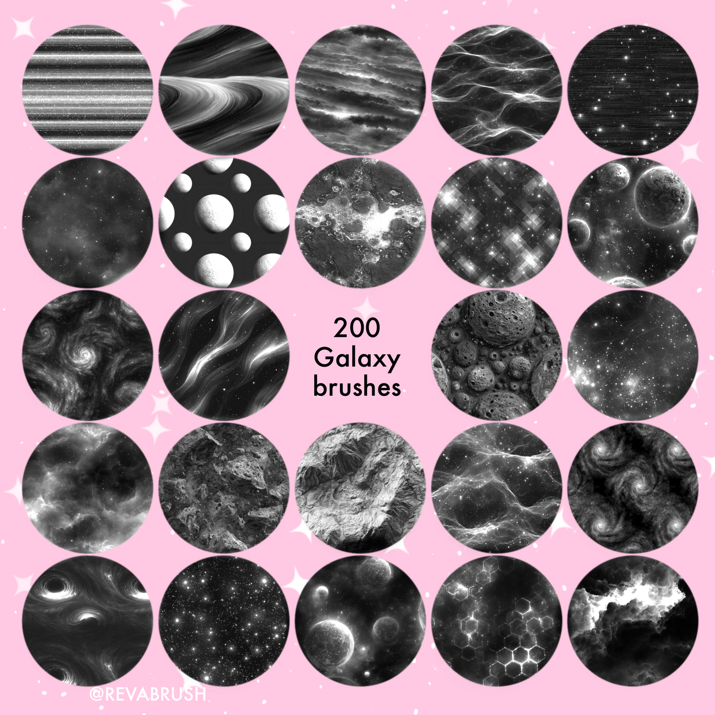 200 Galaxy & Space Texture Brushes – Procreate, Photoshop & More