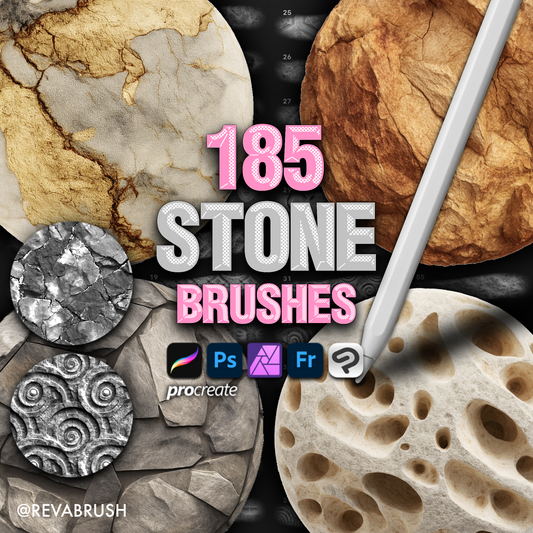 185 Stone Texture Brushes – Interior Set for Procreate, Photoshop & More