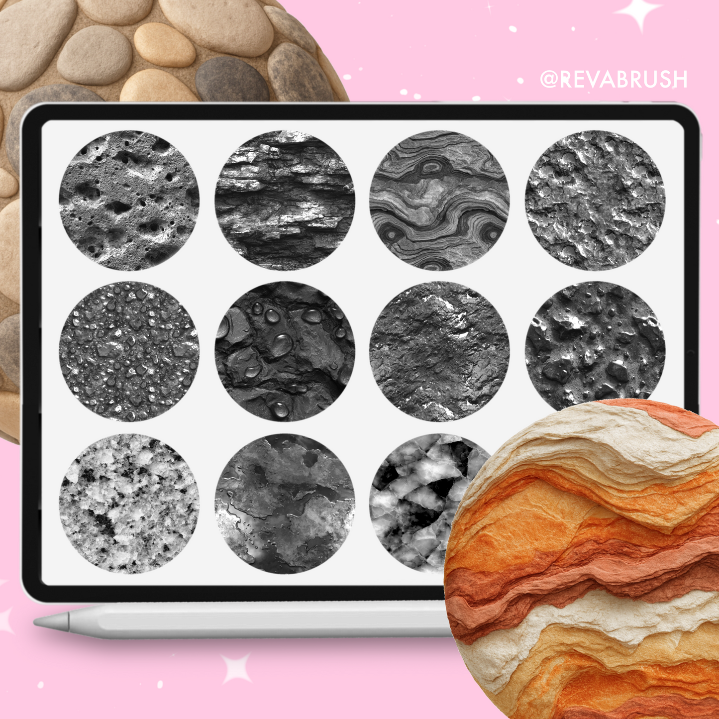 185 Stone Texture Brushes – Interior Set for Procreate, Photoshop & More