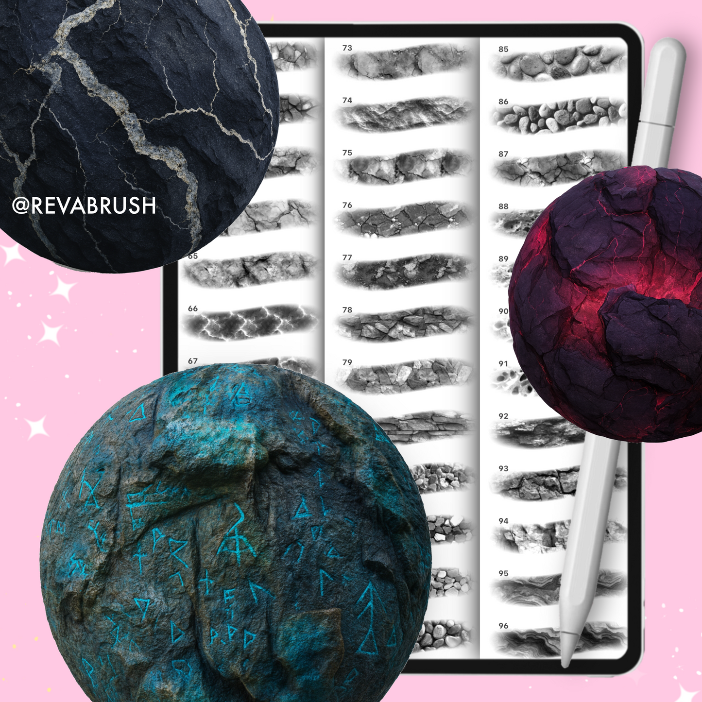 185 Stone Texture Brushes – Interior Set for Procreate, Photoshop & More