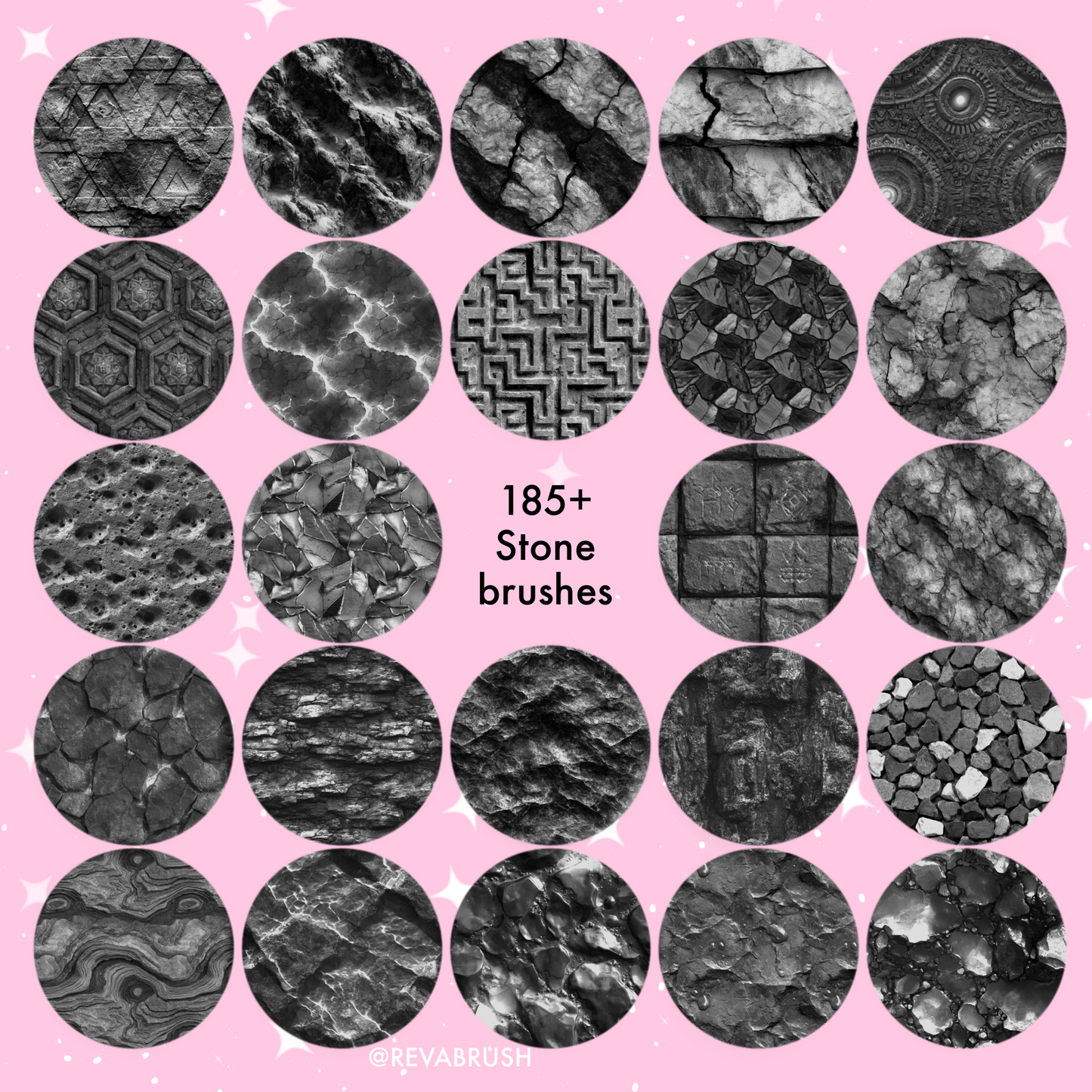 185 Stone Texture Brushes – Interior Set for Procreate, Photoshop & More