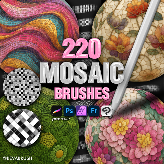 220 Mosaic Texture Brushes – Interior Set for Procreate, Photoshop