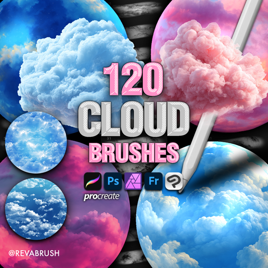 120 Cloud & Sky Texture Brushes – Procreate, Photoshop & Clip Studio