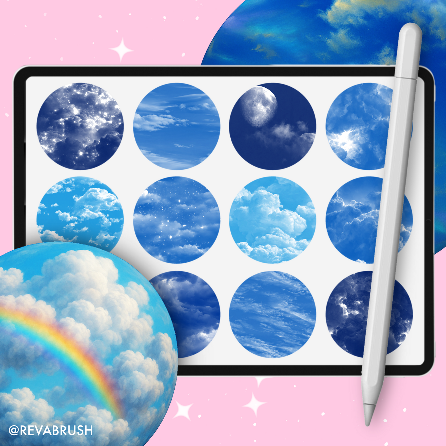 120 Cloud & Sky Texture Brushes – Procreate, Photoshop & Clip Studio