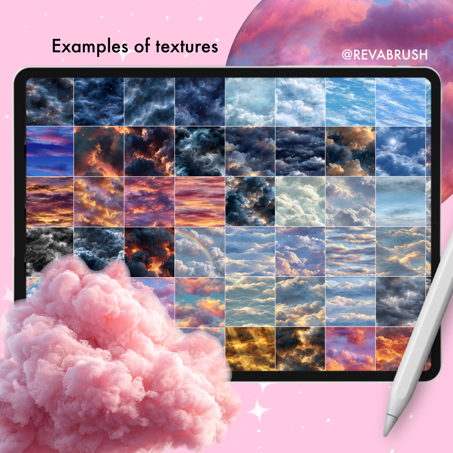 120 Cloud & Sky Texture Brushes – Procreate, Photoshop & Clip Studio