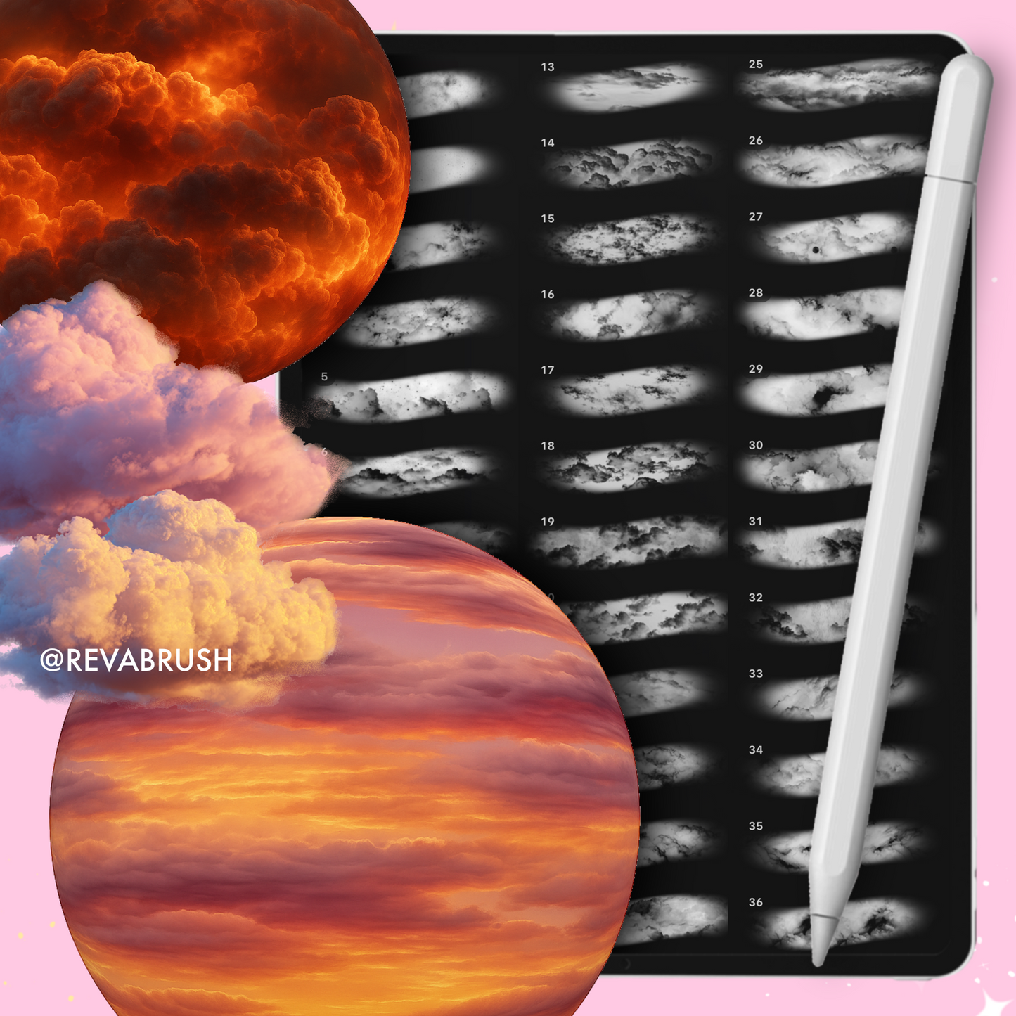 120 Cloud & Sky Texture Brushes – Procreate, Photoshop & Clip Studio