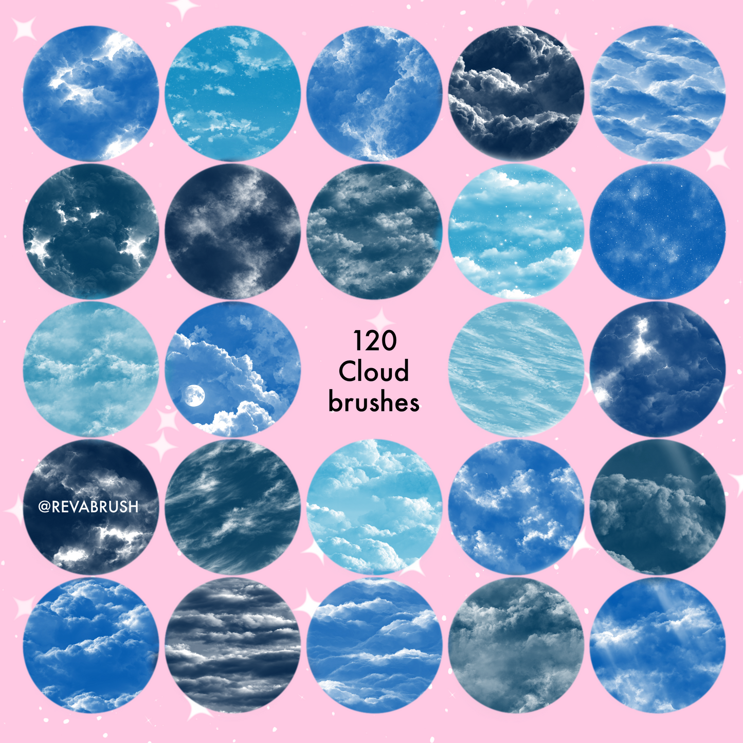 120 Cloud & Sky Texture Brushes – Procreate, Photoshop & Clip Studio