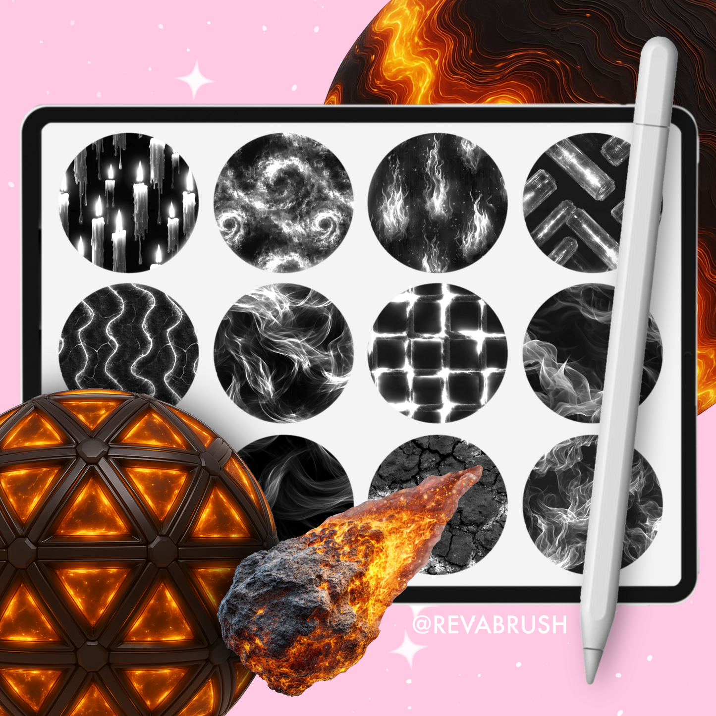 220 Lava, Volcano & Fire Brushes – Procreate, Photoshop & Clip Studio