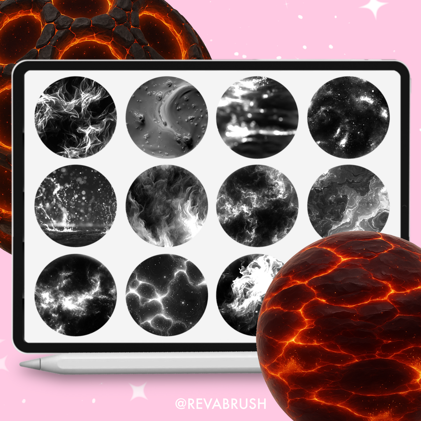 220 Lava, Volcano & Fire Brushes – Procreate, Photoshop & Clip Studio