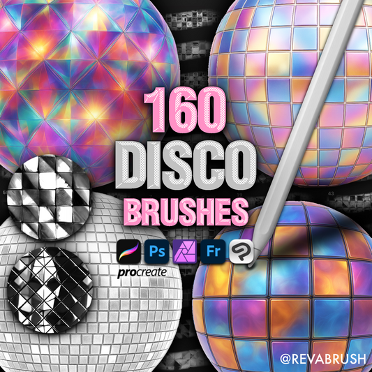 160 Disco Ball Texture Brushes – Procreate, Photoshop & More