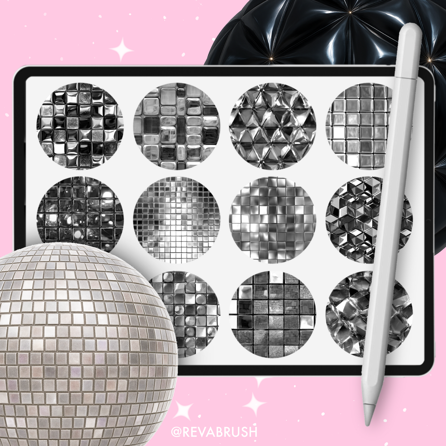 160 Disco Ball Texture Brushes – Procreate, Photoshop & More