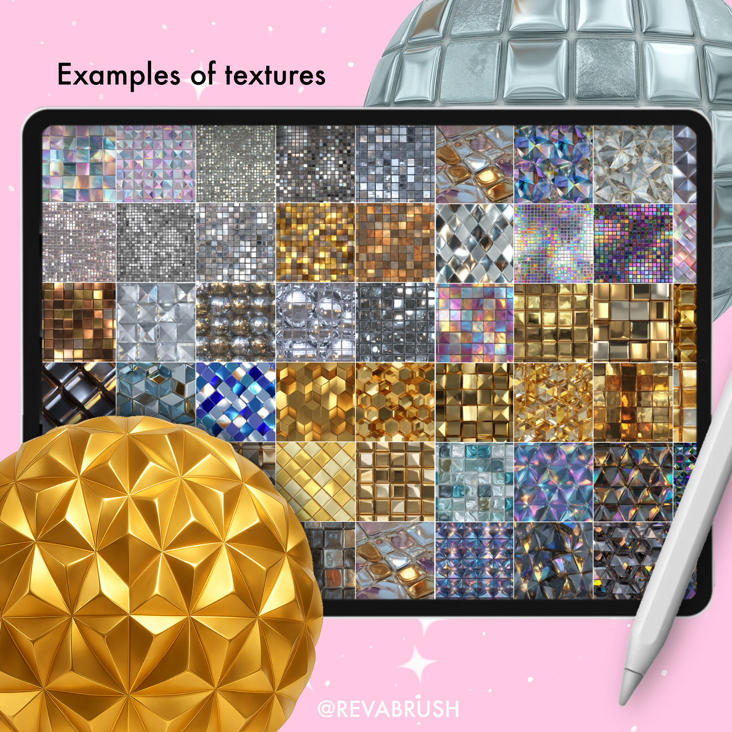 160 Disco Ball Texture Brushes – Procreate, Photoshop & More