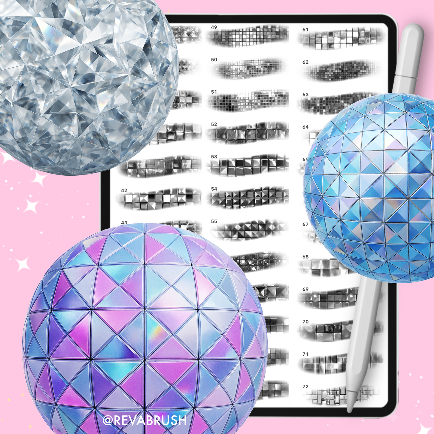160 Disco Ball Texture Brushes – Procreate, Photoshop & More