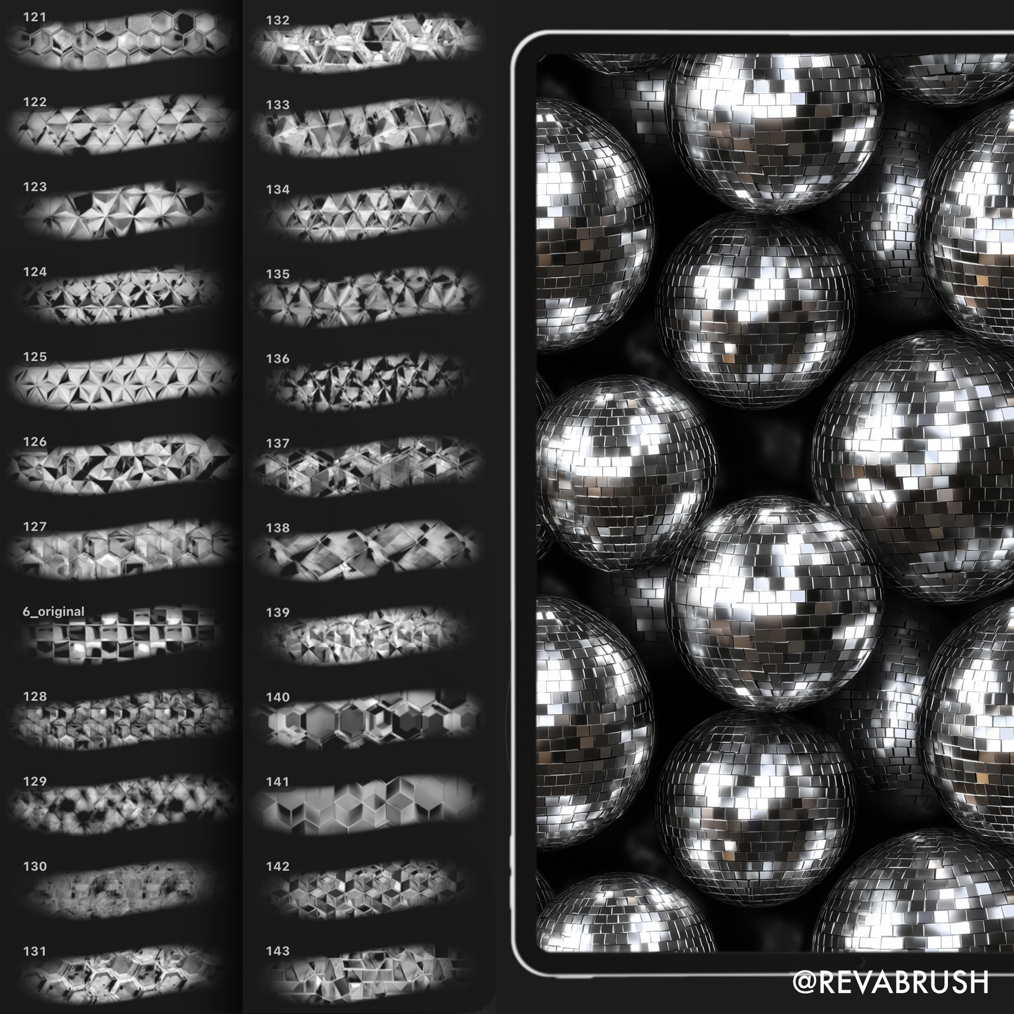160 Disco Ball Texture Brushes – Procreate, Photoshop & More