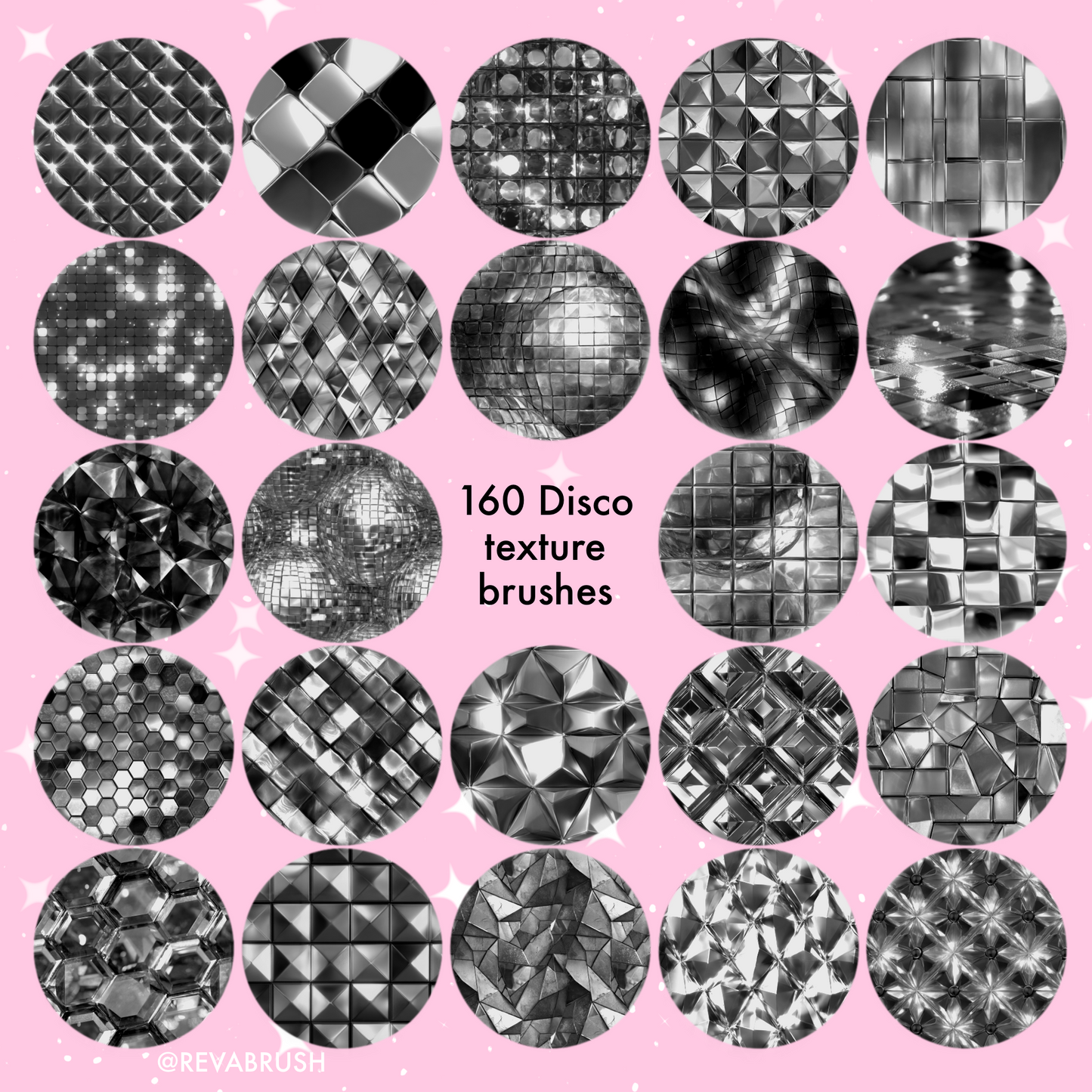 160 Disco Ball Texture Brushes – Procreate, Photoshop & More