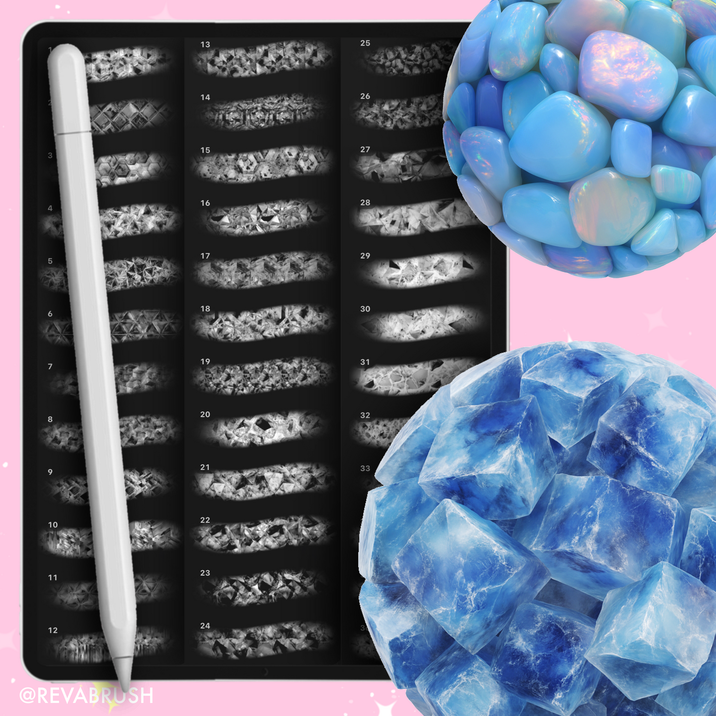 210 Crystal Texture Brushes – Procreate, Photoshop