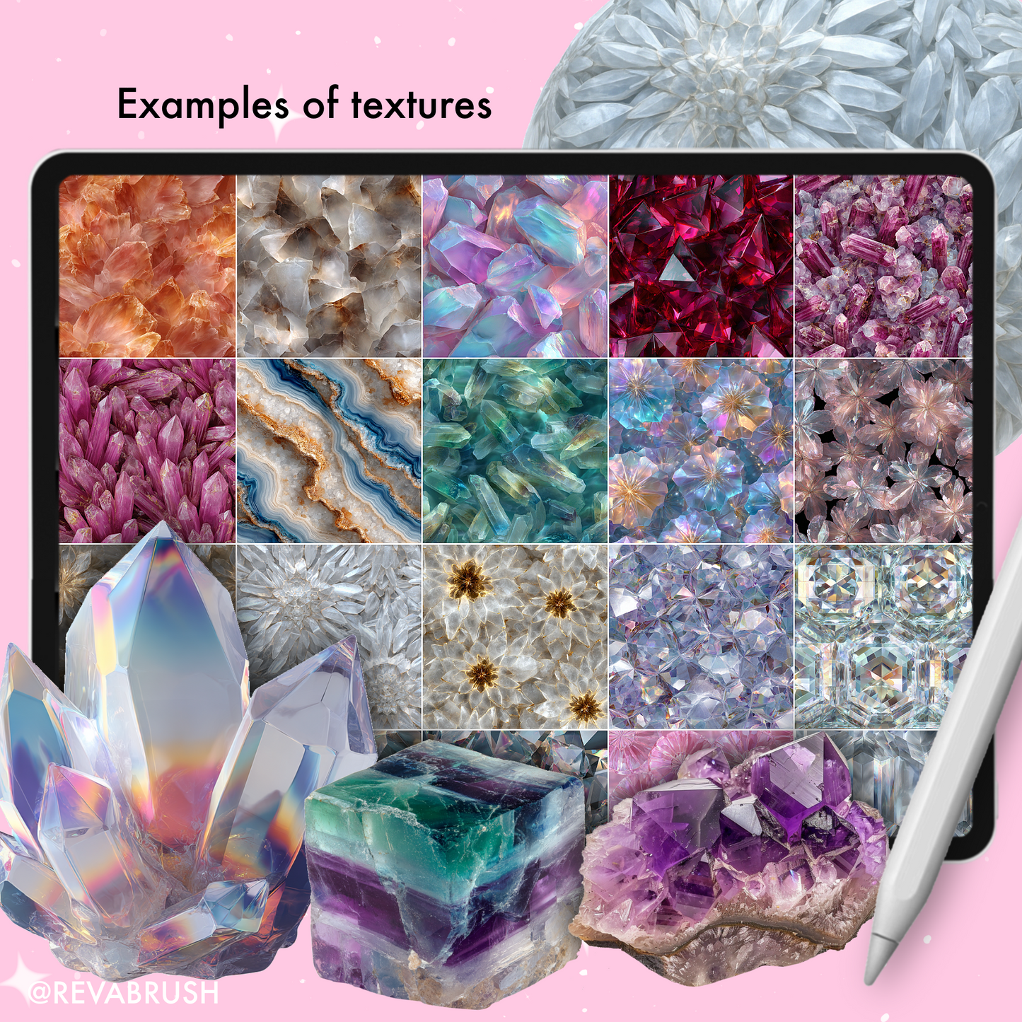 210 Crystal Texture Brushes – Procreate, Photoshop