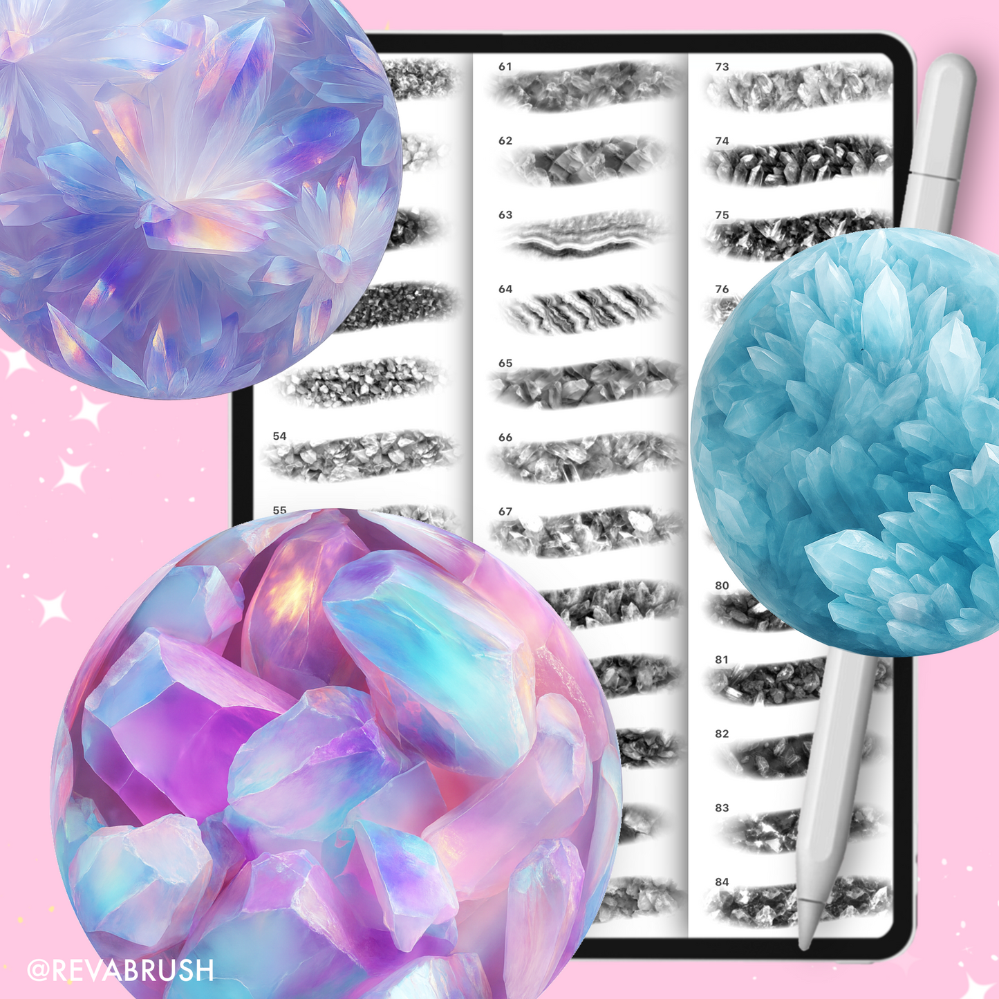 210 Crystal Texture Brushes – Procreate, Photoshop