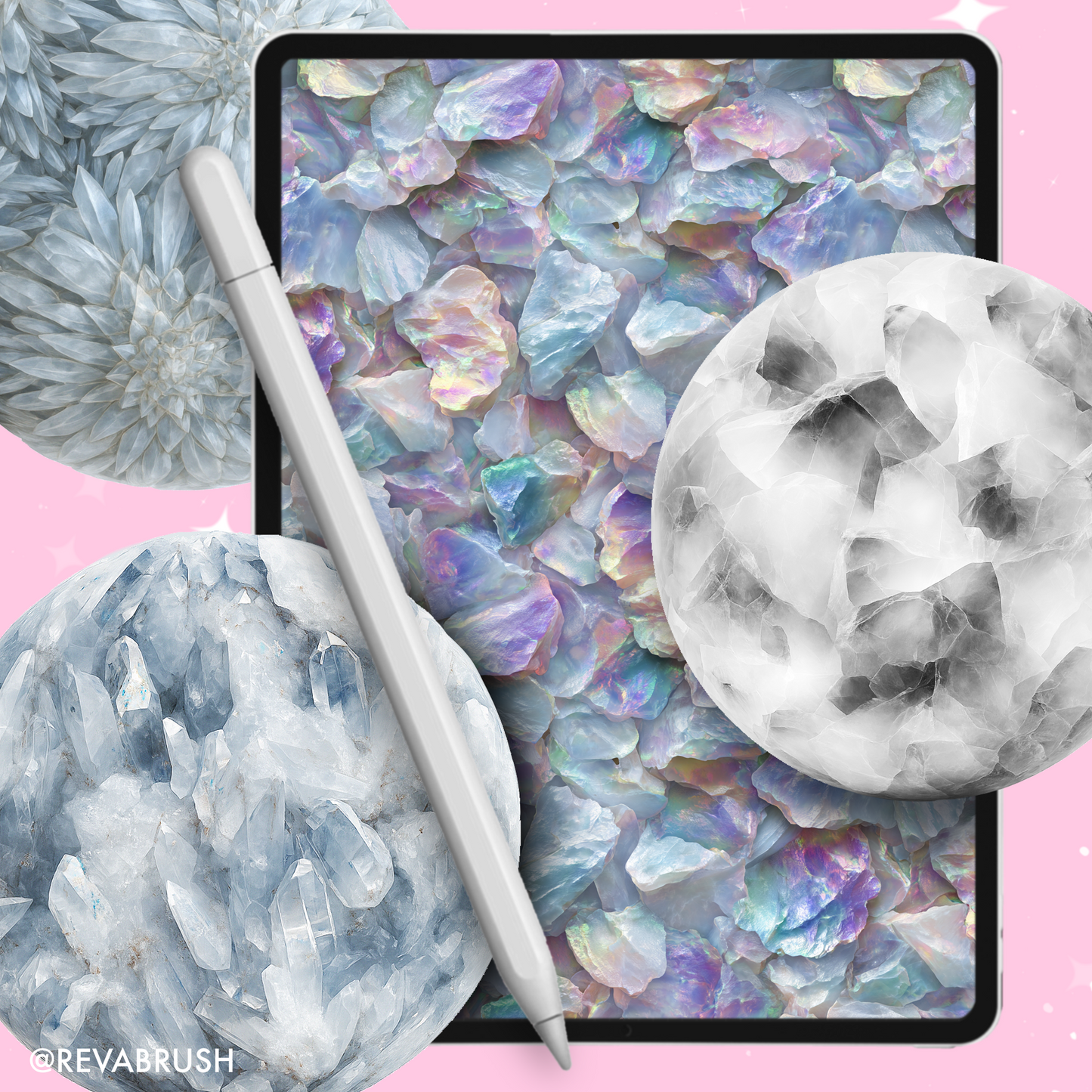 210 Crystal Texture Brushes – Procreate, Photoshop