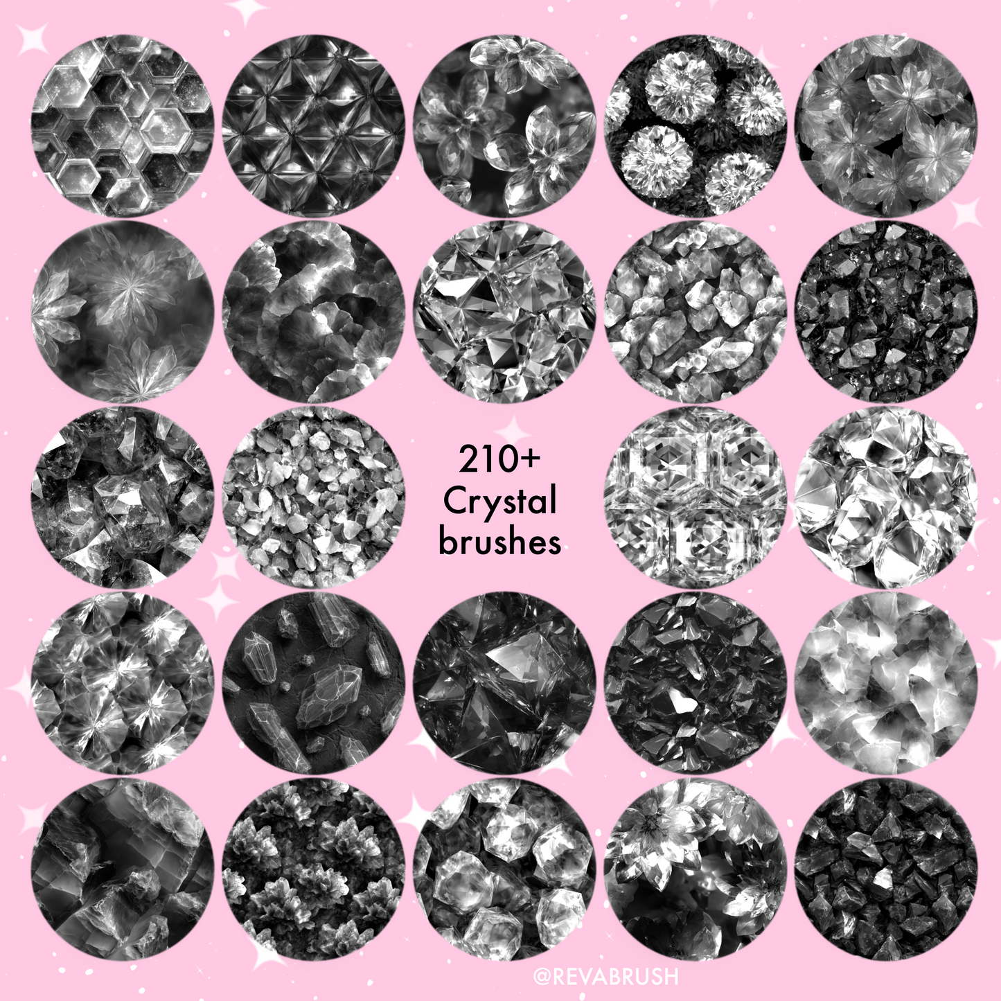 210 Crystal Texture Brushes – Procreate, Photoshop