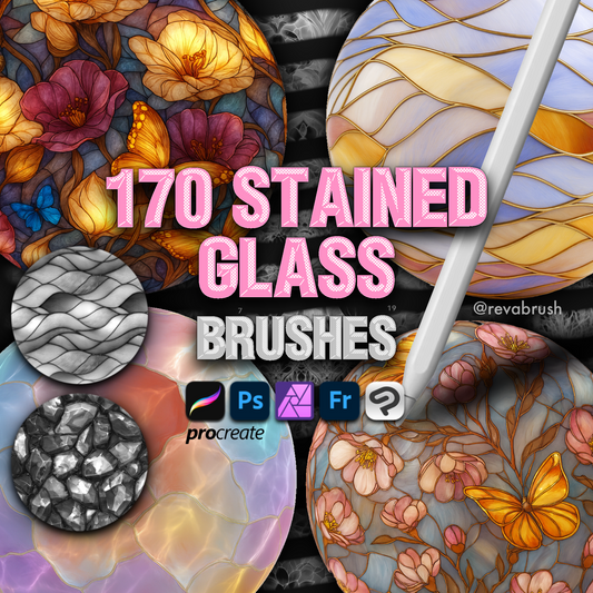 170 Stained Glass Texture Brushes – Procreate, Photoshop