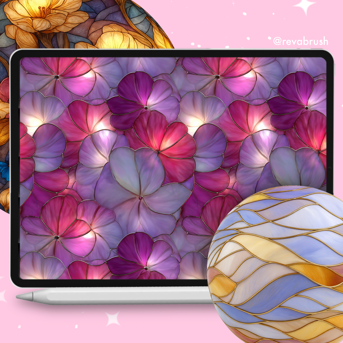 170 Stained Glass Texture Brushes – Procreate, Photoshop