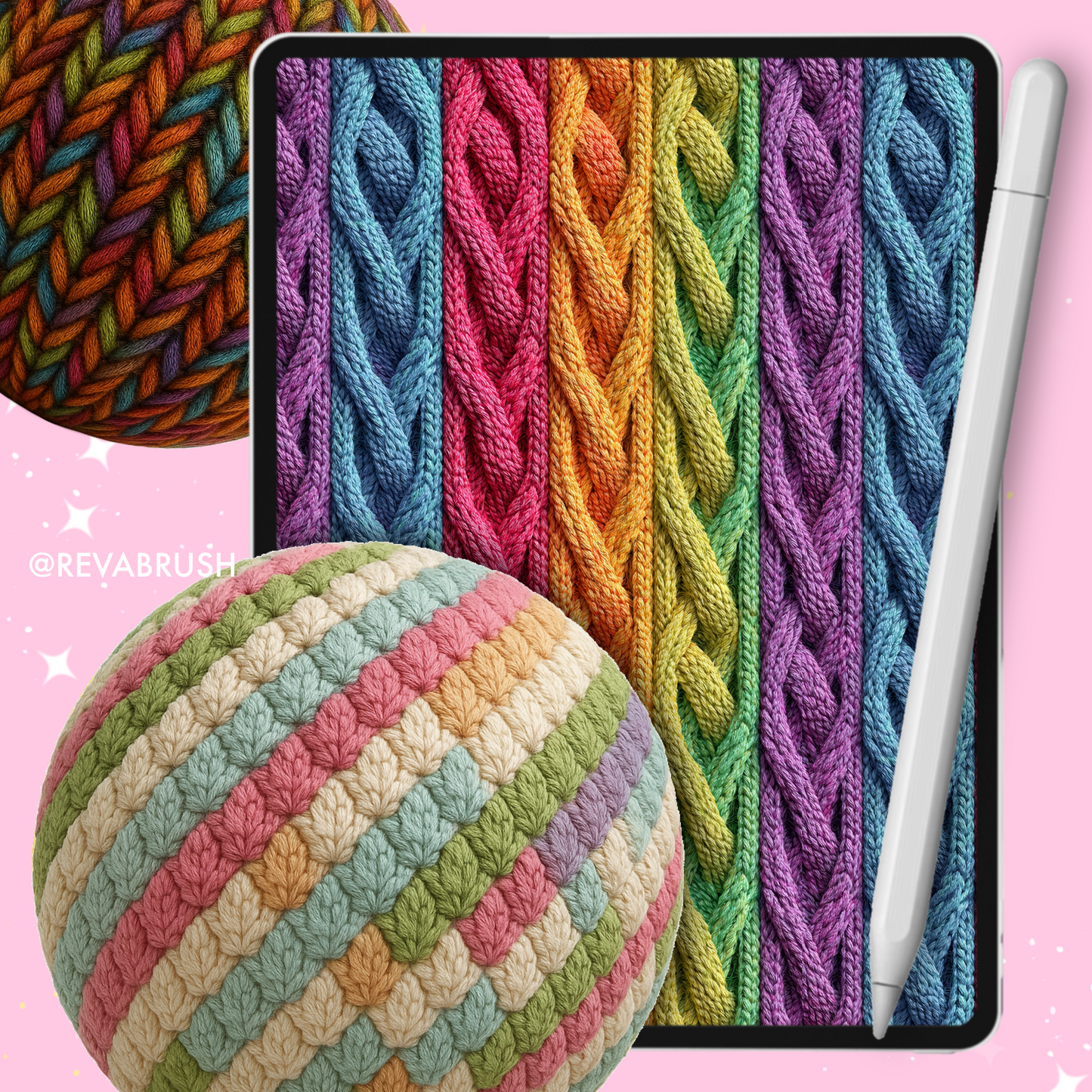 105 Crochet & Knitting Texture Brushes – Procreate, Photoshop