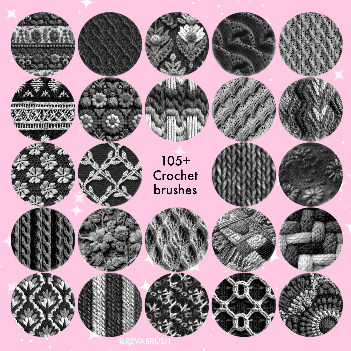 105 Crochet & Knitting Texture Brushes – Procreate, Photoshop