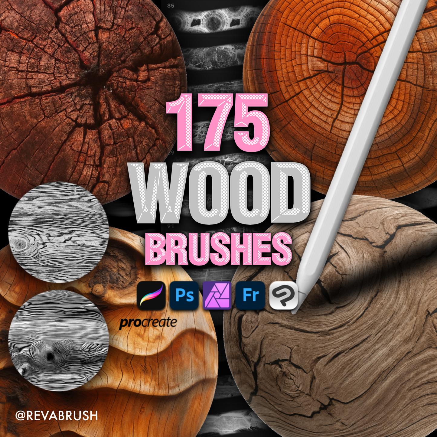 175 Wood Tree Interior Texture: Procreate, Photoshop, Clip Studio Paint