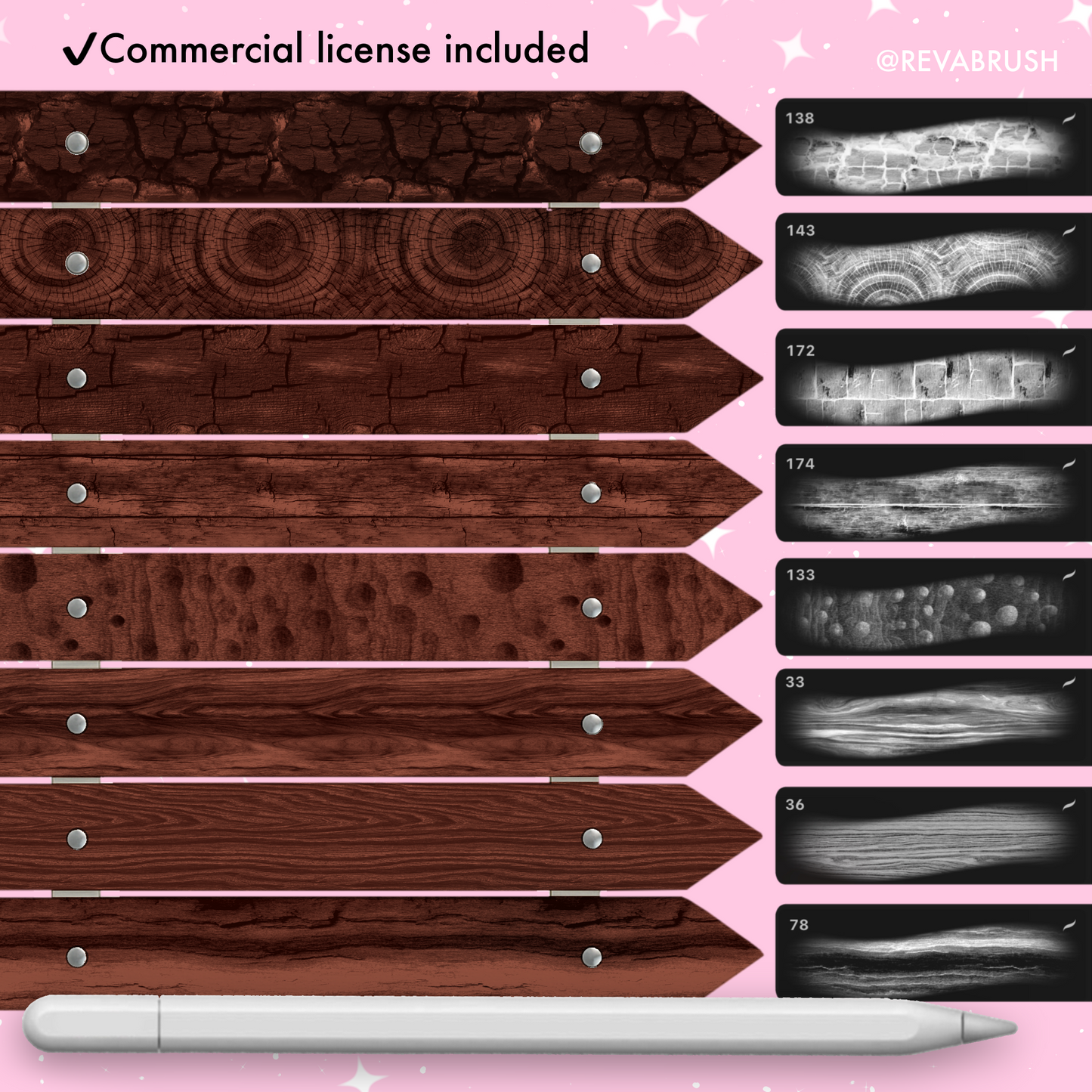 175 Wood Tree Interior Texture: Procreate, Photoshop, Clip Studio Paint