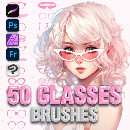 Procreate &amp; Photoshop용 안경 및 선글라스 브러시 – 눈 및 초상화 세트