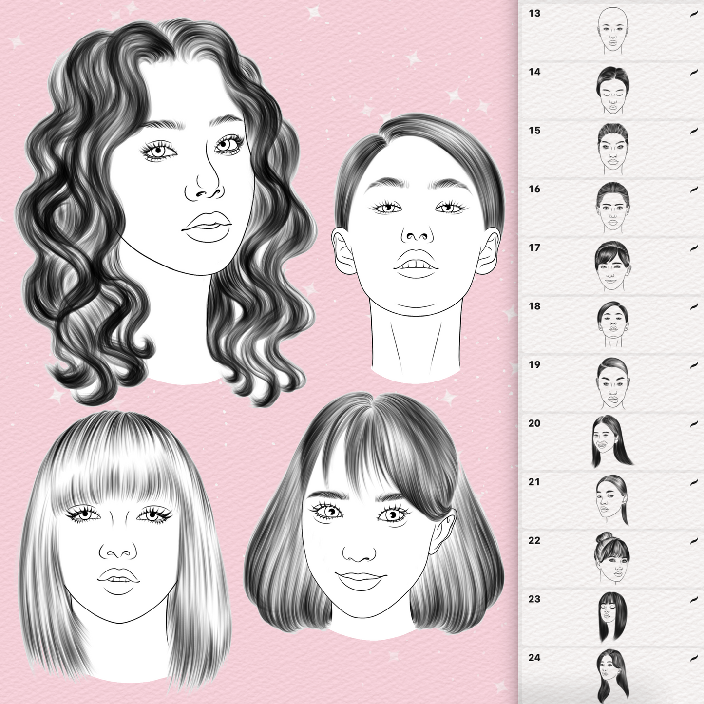 Female Face & Makeup Brushes for Procreate & Photoshop – Portrait & Beauty Set